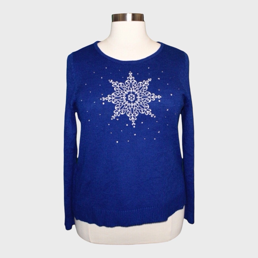 Croft & Barrow Snowflake Rhinestone Embellished Sweater